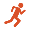 Icone orange d'un homme qui court