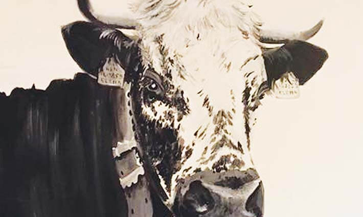 Belle vache vosgienne peinte sur toile