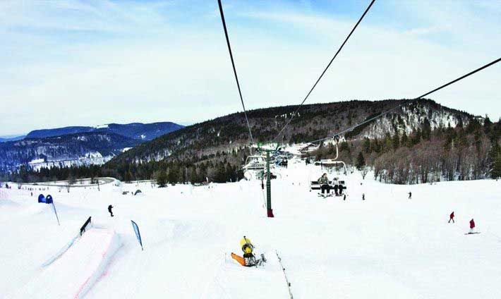 Vue aérienne des pistes de ski de la Schlucht