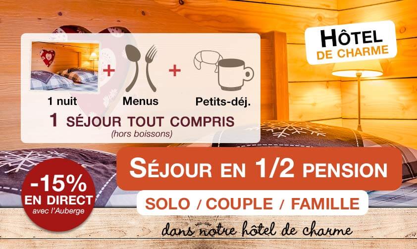 1 nuit + Menus + Petits-déj (hors boissons) -15% en direct