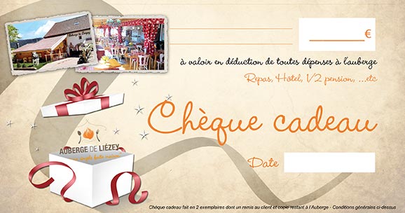 Idée : 1 chèque cadeau au Restaurant - Hôtel