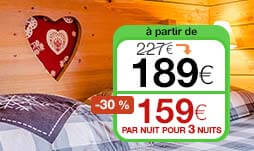 A partir de 159€ la nuit en demi-pension (nuit + repas + petit-déjeuner) pour 2 personnes.