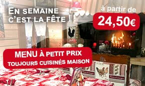 Menu à petit prix en semaine, à partir de 24,50€ - cuisine fait maison