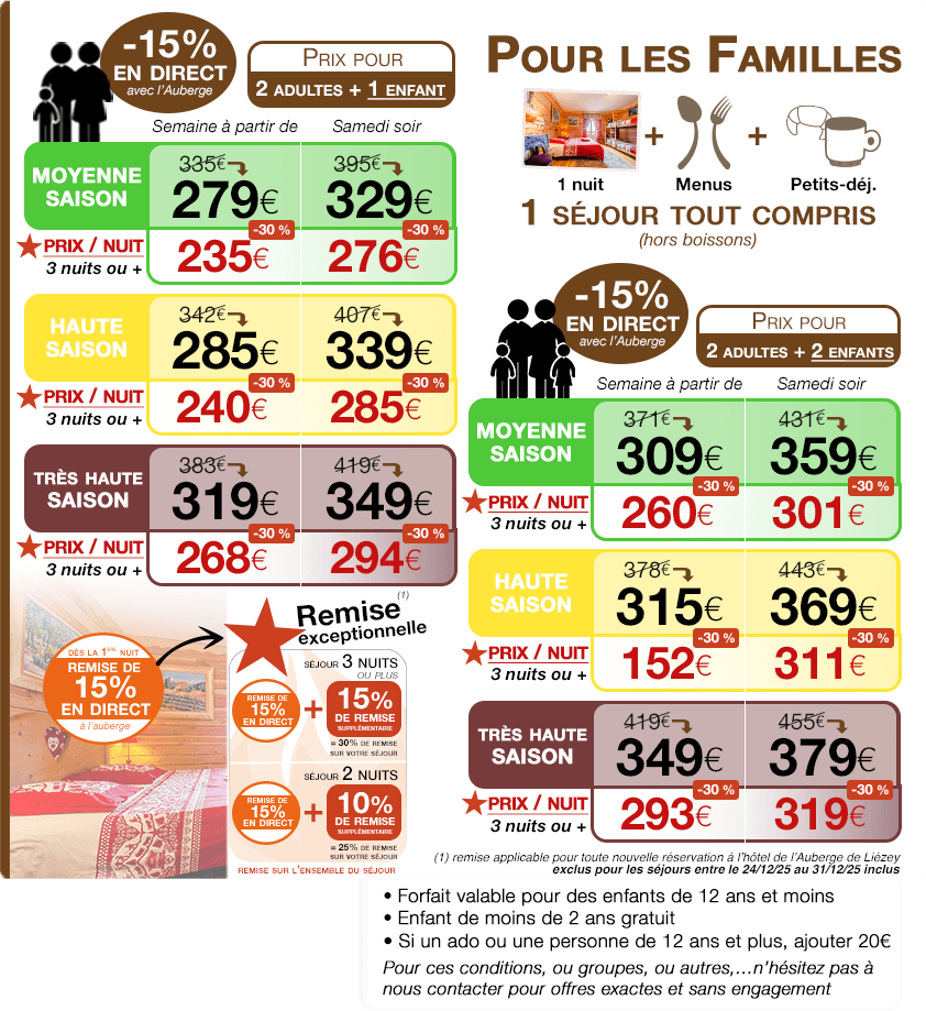 Remise de 15% en direct avec l’Auberge tout compris